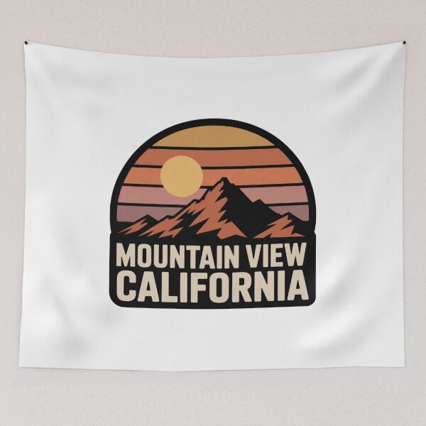 Item preview, Mountain View California: Retro Mountain Sunset Badge designed and sold by CircinusStore.
