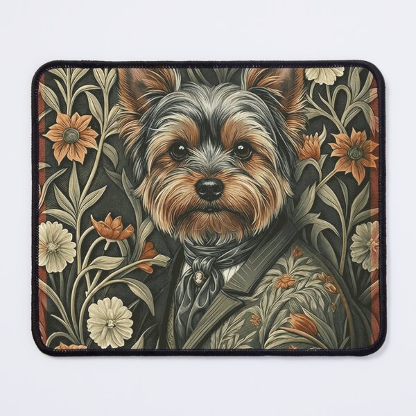 Item preview, Dapper Yorkie Dog Victorian Floral Suit Portrait designed and sold by AntiqueImages.