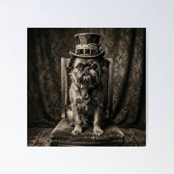 Item preview, Victorian Gentleman Brussels Griffon Antique Daguerreotype Portrait designed and sold by PawAndPalace.