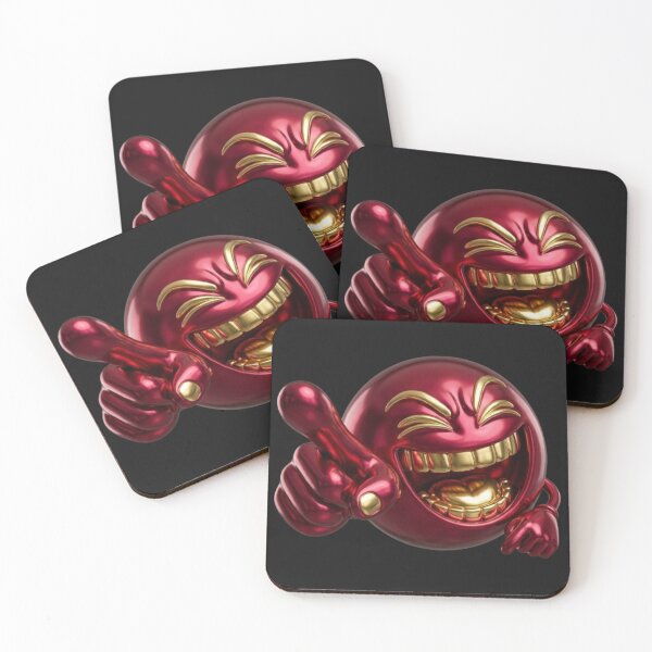 Item preview, Metallic Red and Gold Laughing Emoji - High-Quality 3D Render designed and sold by Sticker Art Shop.