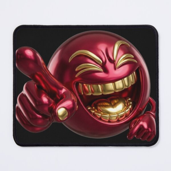 Item preview, Metallic Red and Gold Laughing Emoji - High-Quality 3D Render designed and sold by Sticker Art Shop.