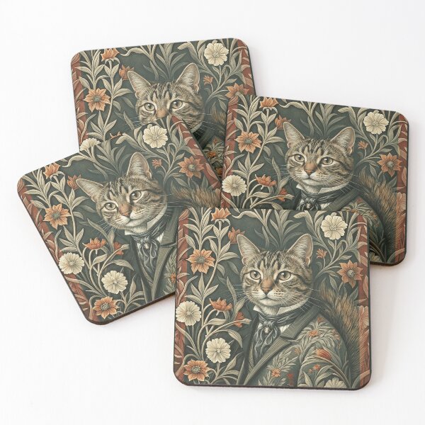 Item preview, Victorian Dapper Tabby Cat in Vintage Evening Attire designed and sold by AntiqueImages.