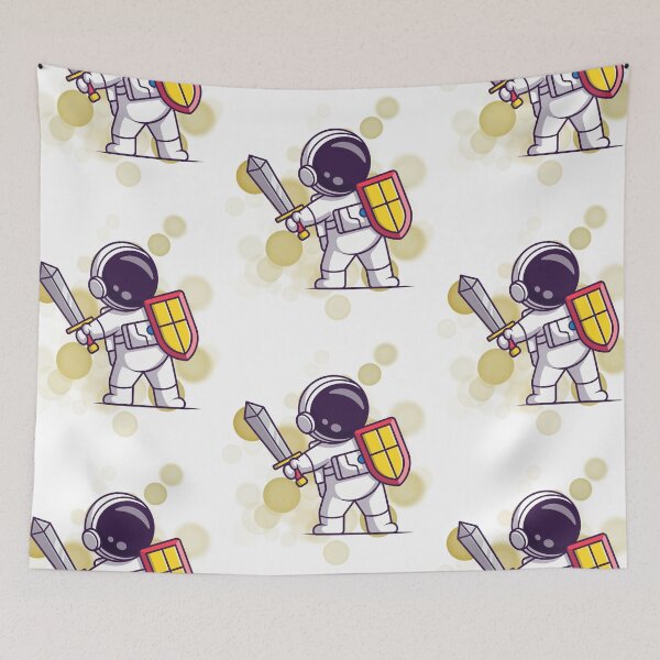 Item preview, Astronaut with a Sword and Shield - Cartoon Illustration designed and sold by iamKRUK.