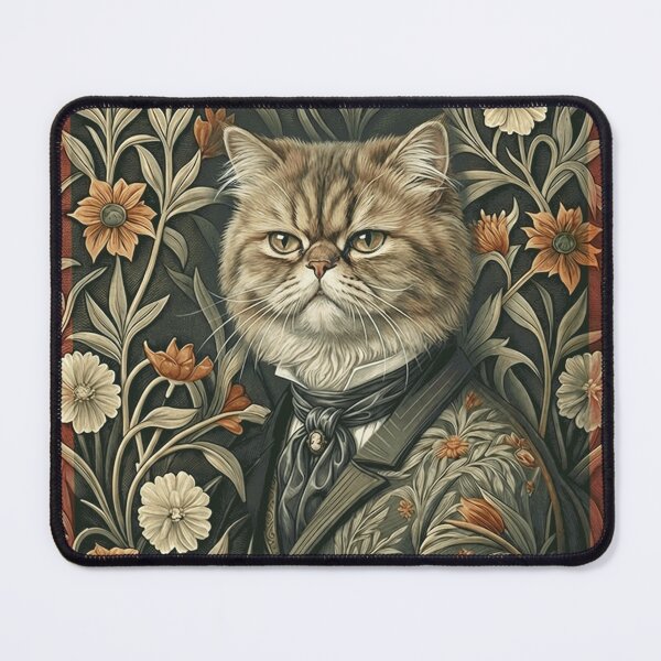Item preview, Victorian Gentleman Cat Art Nouveau Floral Feline designed and sold by AntiqueImages.