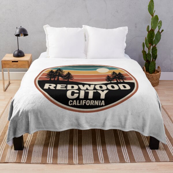 Item preview, Redwood City California: Retro Redwood Forest Sunset Badge designed and sold by CircinusStore.
