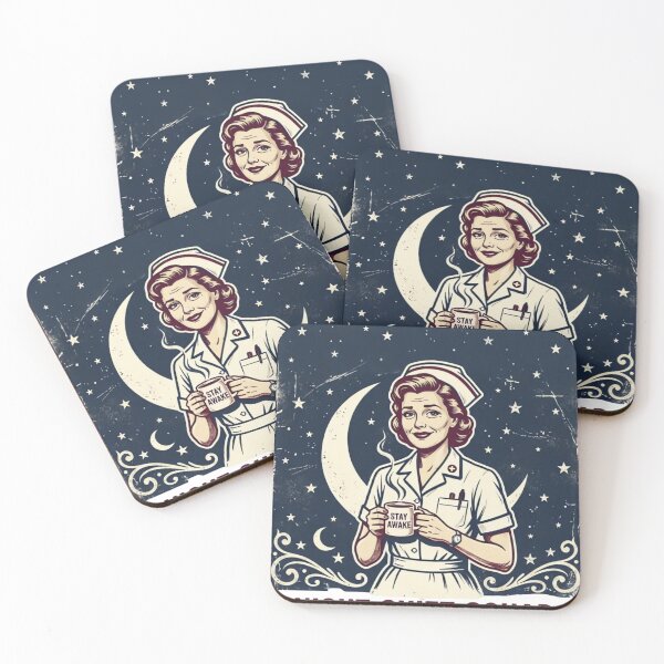 Item preview, Night Shift Squad Stay Awake Vintage Retro Nurse Coffee Design designed and sold by urbinet.