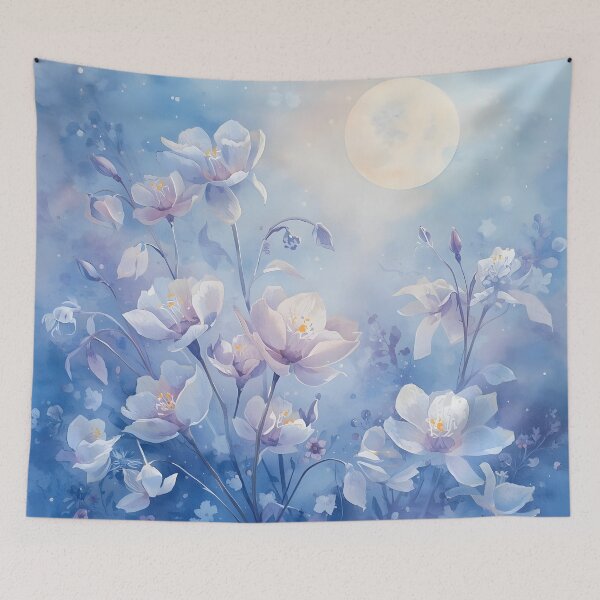 Item preview, Blue flowers at night designed and sold by uunaa.