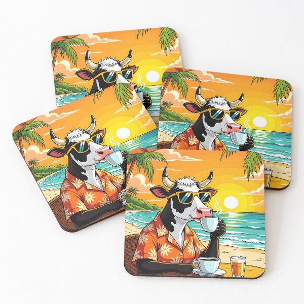 Item preview, Cow on the Beach drinking Coffee designed and sold by Erlin Rudho.