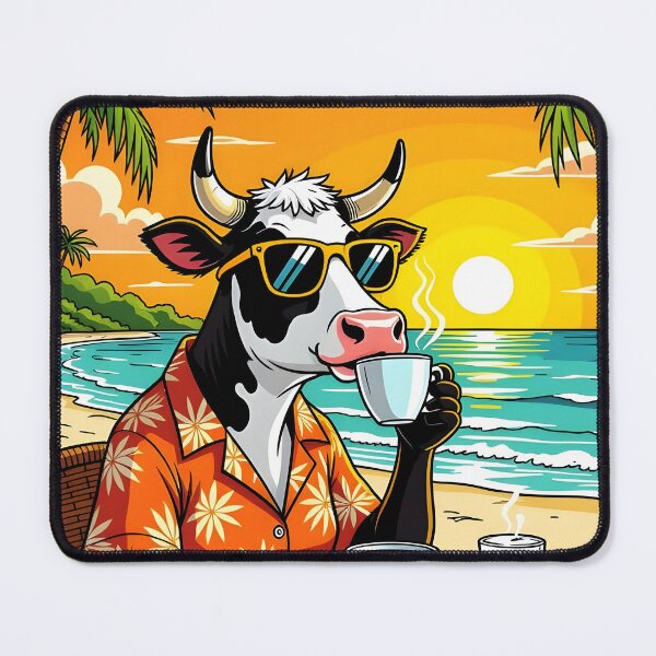 Item preview, Cow on the Beach drinking Coffee designed and sold by Erlin Rudho.