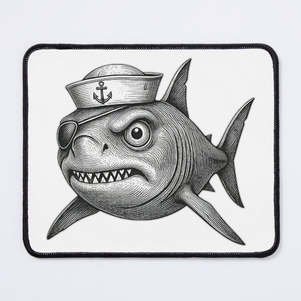 Item preview, Grim shark sailor with eye patch graphic designed and sold by AdCoL.
