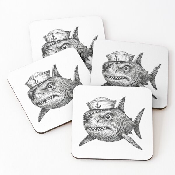 Item preview, Grim shark sailor with eye patch graphic designed and sold by AdCoL.