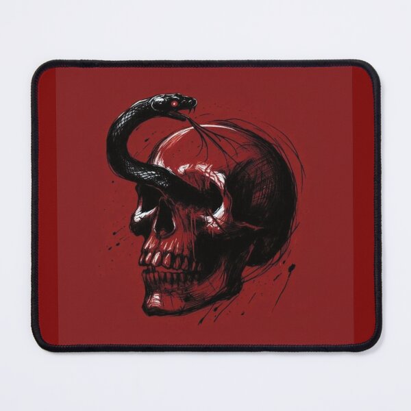 Item preview, Gothic Red Skull with Black Snake - Macabre Digital Sketch designed and sold by UrbanCanvas 111.