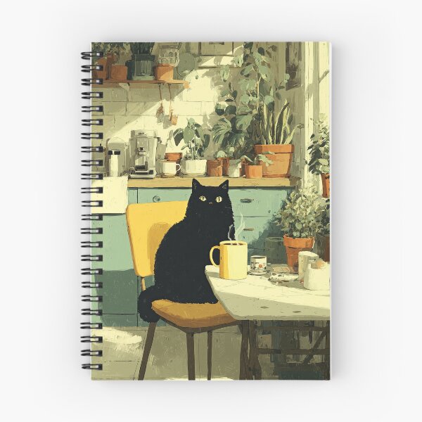 Item preview, Black Cat Coffee Break in Cozy Kitchen designed and sold by Erika Kaisersot.