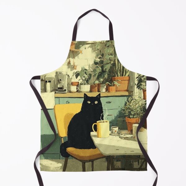 Item preview, Black Cat Coffee Break in Cozy Kitchen designed and sold by Erika Kaisersot.