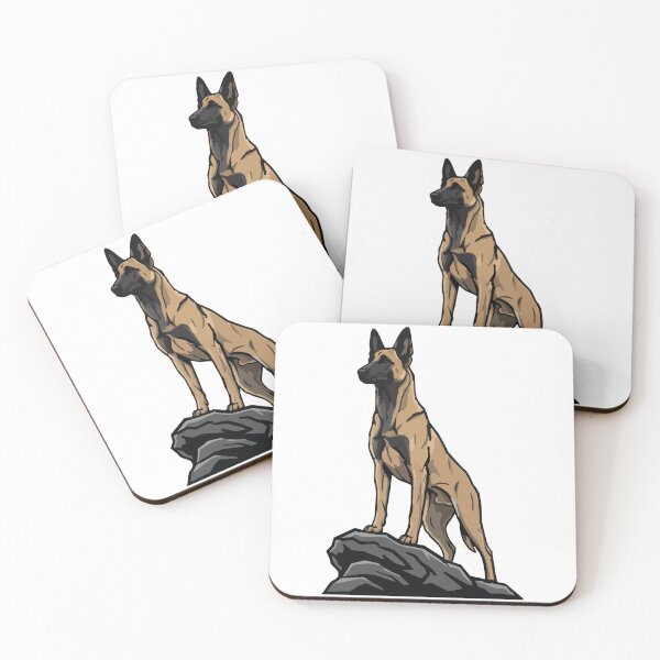 Item preview, Belgian Malinois dog on a rock - Portrait designed and sold by PixelStudioBe.