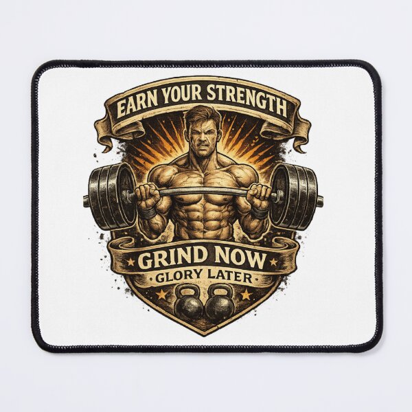 Item preview, Earn Your Strength Gym Motivation – Grind Now Glory Later | Bodybuilding Workout Design designed and sold by SilenceInNature.