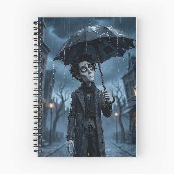 Item preview, Hombre triste bajo la lluvia – Arte 3D al estilo gótico de Tim Burton designed and sold by NUTMA Design.