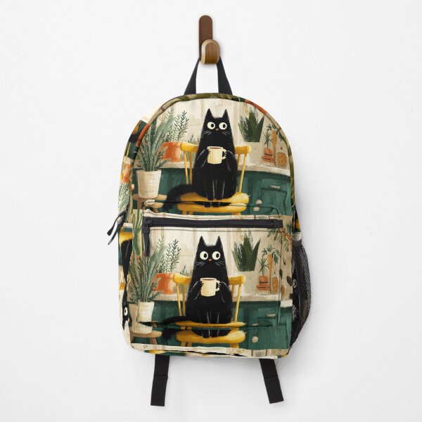 Item preview, Gato negro tomando café en una cocina acogedora. designed and sold by Erika Kaisersot.