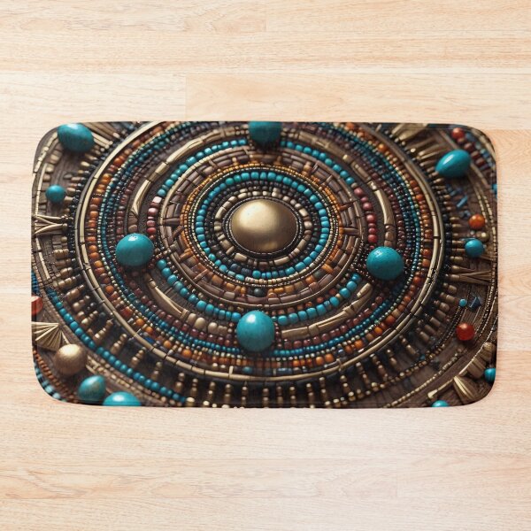 Item preview, Golden Turquoise Mosaic Circle designed and sold by Serene Strokes Art.