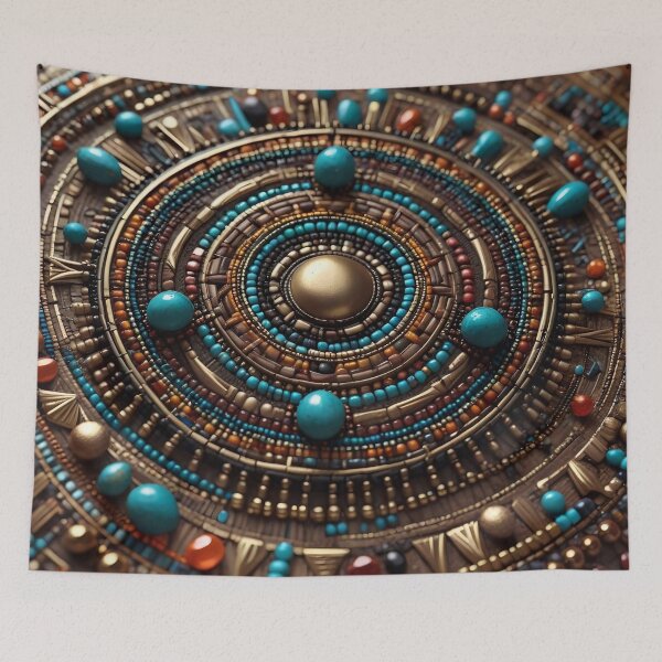 Item preview, Golden Turquoise Mosaic Circle designed and sold by Serene Strokes Art.