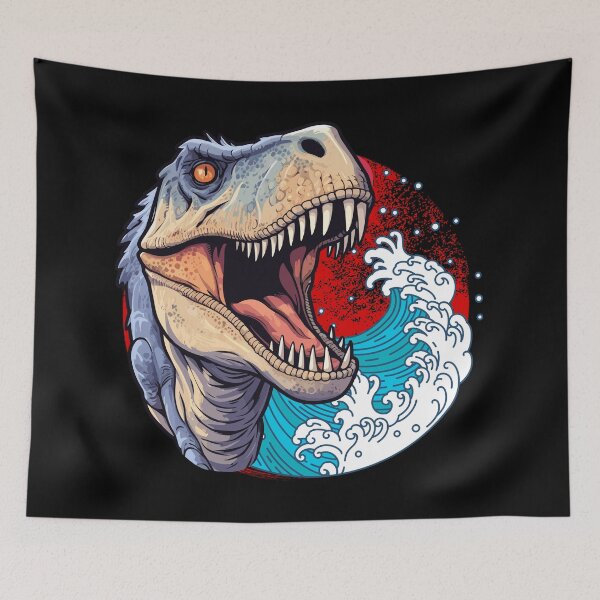 Item preview, Roaring T Rex Rising Sun Wave Art designed and sold by yuki-hana.