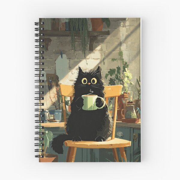 Item preview, Black Cat Morning Coffee in Kitchen designed and sold by Erika Kaisersot.