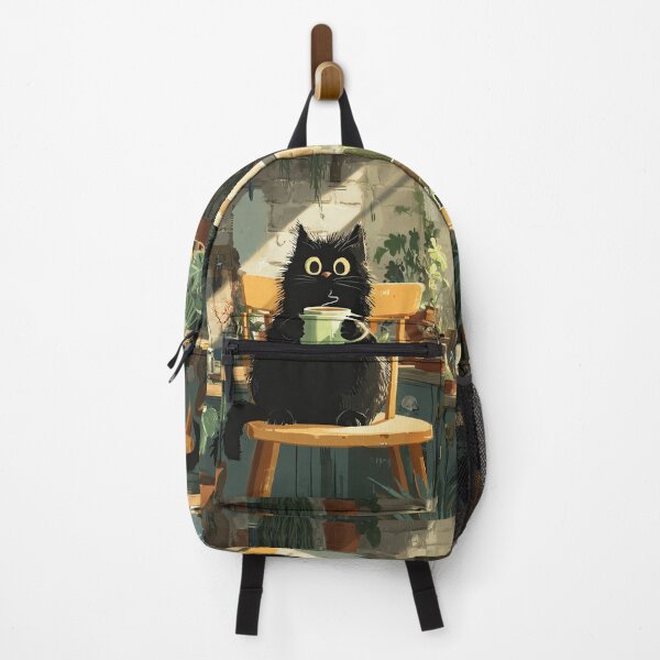 Item preview, Black Cat Morning Coffee in Kitchen designed and sold by Erika Kaisersot.