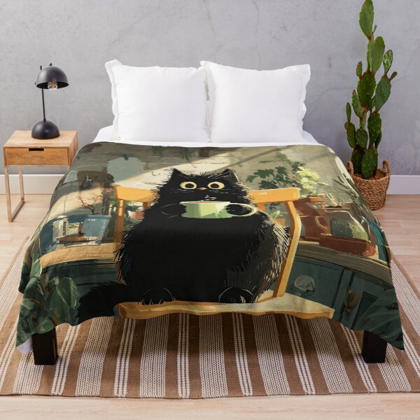 Item preview, Black Cat Morning Coffee in Kitchen designed and sold by Erika Kaisersot.