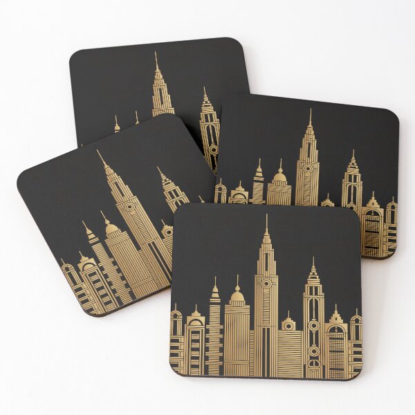 Item preview, Abstract Gold Skyline Pattern – Art Nouveau Geometric City Mosaic Design designed and sold by Tamas Das.