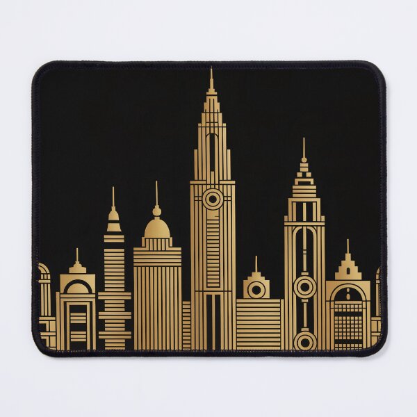 Item preview, Abstract Gold Skyline Pattern – Art Nouveau Geometric City Mosaic Design designed and sold by Tamas Das.