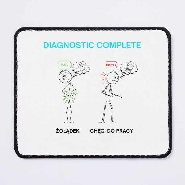 Item preview, White Diagnostic Complete: Stomach Full Brain Empty - Funny Polish Office Humor Gift designed and sold by VibePolinglish.