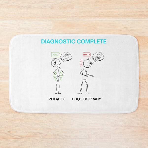 Item preview, White Diagnostic Complete: Stomach Full Brain Empty - Funny Polish Office Humor Gift designed and sold by VibePolinglish.
