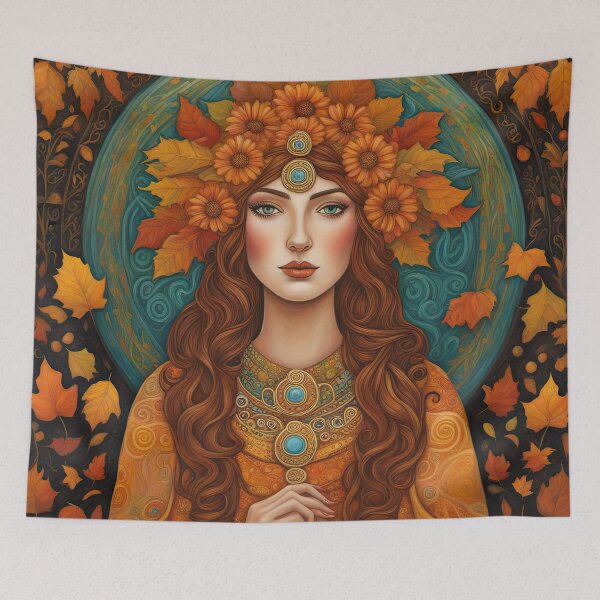 Item preview, Portrait of Celtic priestess, Spirit of Autumn designed and sold by Colin Bentham.