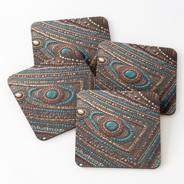Item preview, Boho Turquoise Bead Embroidery  designed and sold by Serene Strokes Art.