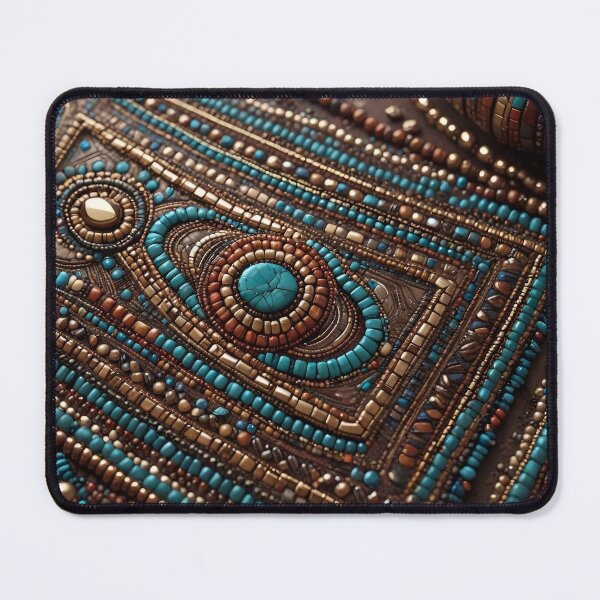 Item preview, Boho Turquoise Bead Embroidery designed and sold by Serene Strokes Art.
