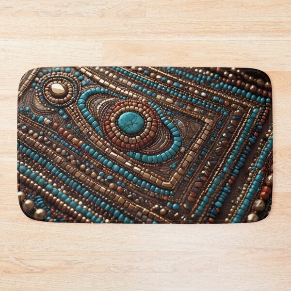 Item preview, Boho Turquoise Bead Embroidery  designed and sold by Serene Strokes Art.