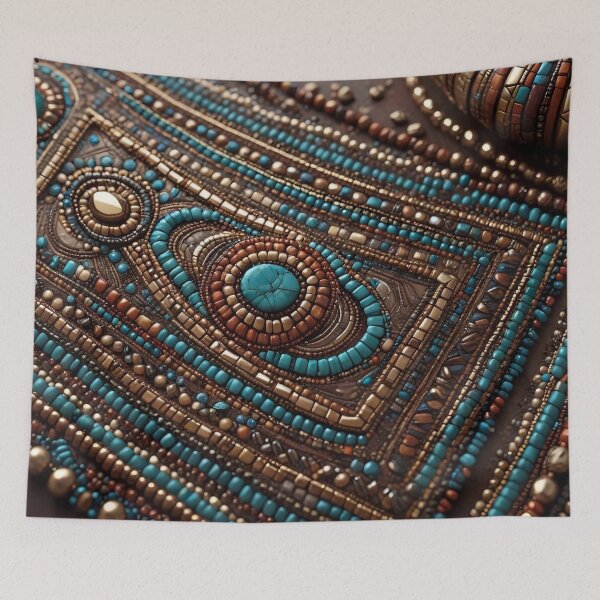 Item preview, Boho Turquoise Bead Embroidery  designed and sold by Serene Strokes Art.