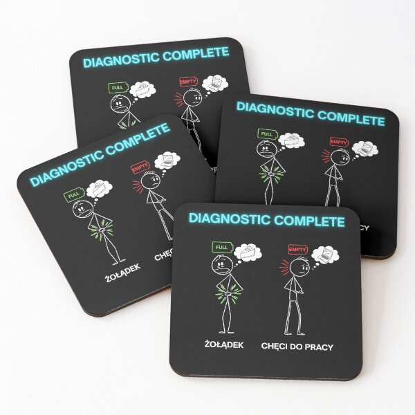 Item preview, BlackDiagnostic Complete: Stomach Full Brain Empty - Funny Polish Office Humor Gift  designed and sold by VibePolinglish.