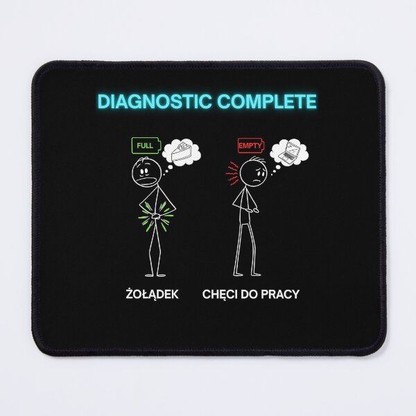 Item preview, BlackDiagnostic Complete: Stomach Full Brain Empty - Funny Polish Office Humor Gift designed and sold by VibePolinglish.