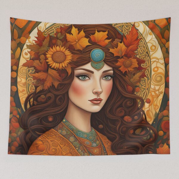 Item preview, Portrait of Celtic priestess, Spirit of Autumn designed and sold by Colin Bentham.