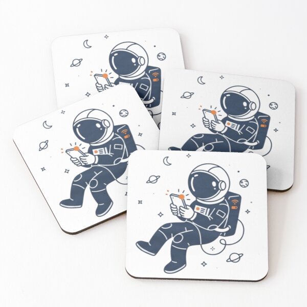Item preview, Astronaut with Smartphone – Whimsical Space Design designed and sold by Dogandesighn.