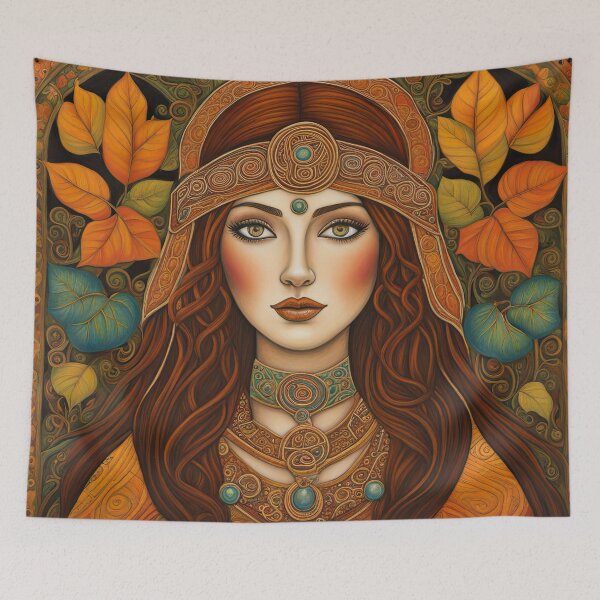 Item preview, Portrait of Celtic priestess, Spirit of Autumn designed and sold by Colin Bentham.