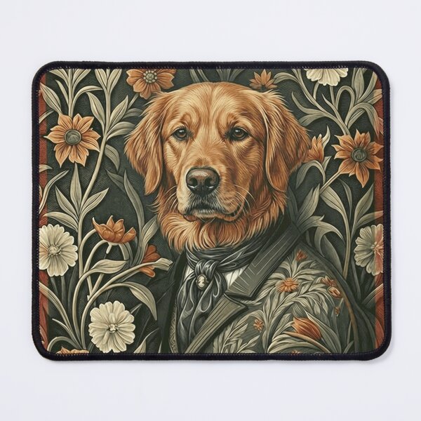 Item preview, Dapper Golden Retriever Dog Victorian Floral Suit designed and sold by AntiqueImages.