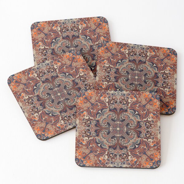Item preview, mandala art with red and blue designed and sold by Feral Lines Studio .