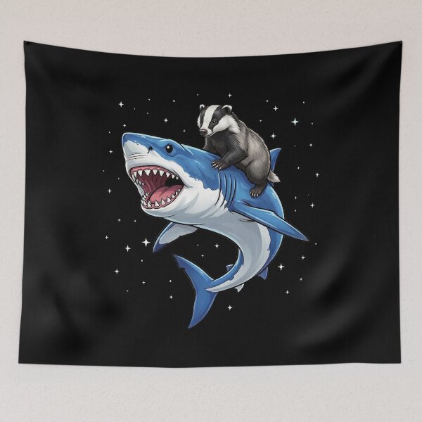 Item preview, Funny Badger Riding Shark Animal Lover designed and sold by TerryConnells.