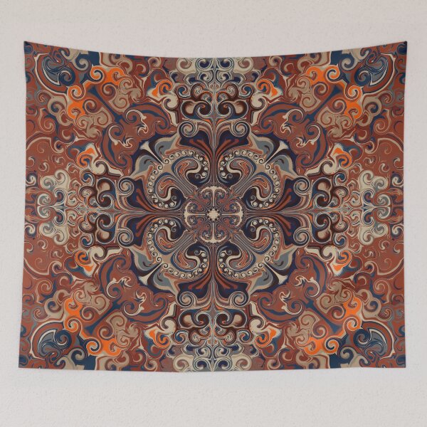 Item preview, mandala art with red and blue designed and sold by Feral Lines Studio .