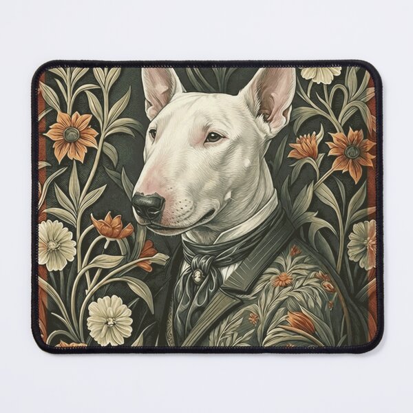 Item preview, Elegant White Bull Terrier Dog Vintage Floral Suit Art designed and sold by AntiqueImages.