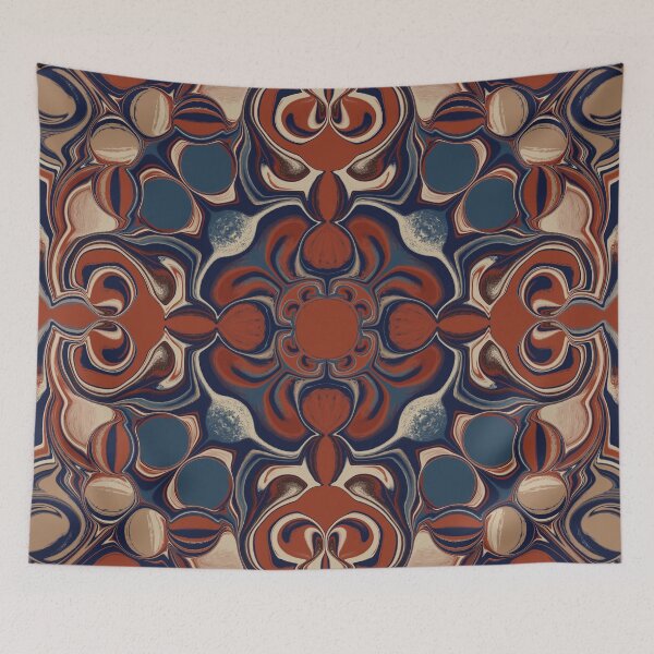 Item preview, mandala art with red and blue designed and sold by Feral Lines Studio .