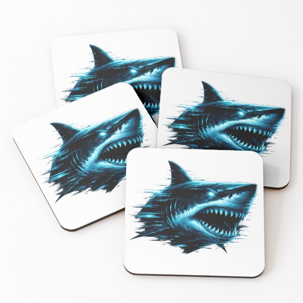 Item preview, Glitch Shark Neon Blue – Cyberpunk Ocean Predator designed and sold by unglaublichGut.