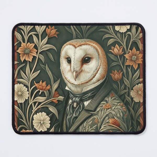 Item preview, Victorian Barn Owl Gentleman Floral Art Nouveau designed and sold by AntiqueImages.